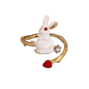 Les Nereides Rabbit And Heart Adjustable Ring